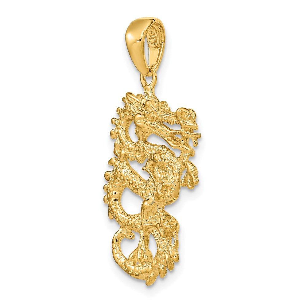 Alternate view of the 14k Yellow Gold 3D Serpentine Dragon Pendant by The Black Bow Jewelry Co.
