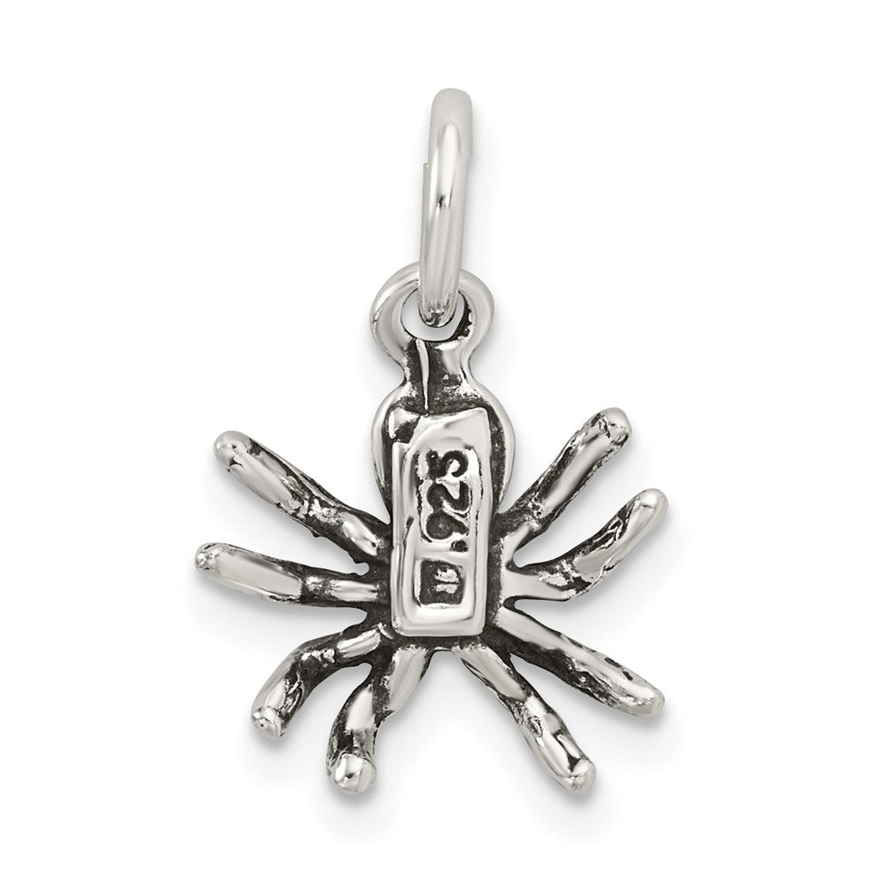 Alternate view of the Sterling Silver Small 3D Antiqued Spider Pendant by The Black Bow Jewelry Co.