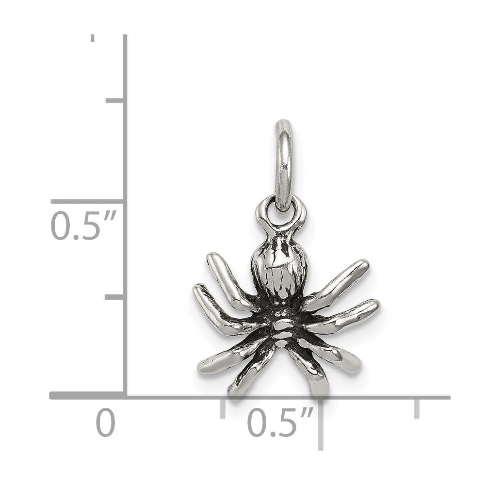 Alternate view of the Sterling Silver Small 3D Antiqued Spider Pendant by The Black Bow Jewelry Co.