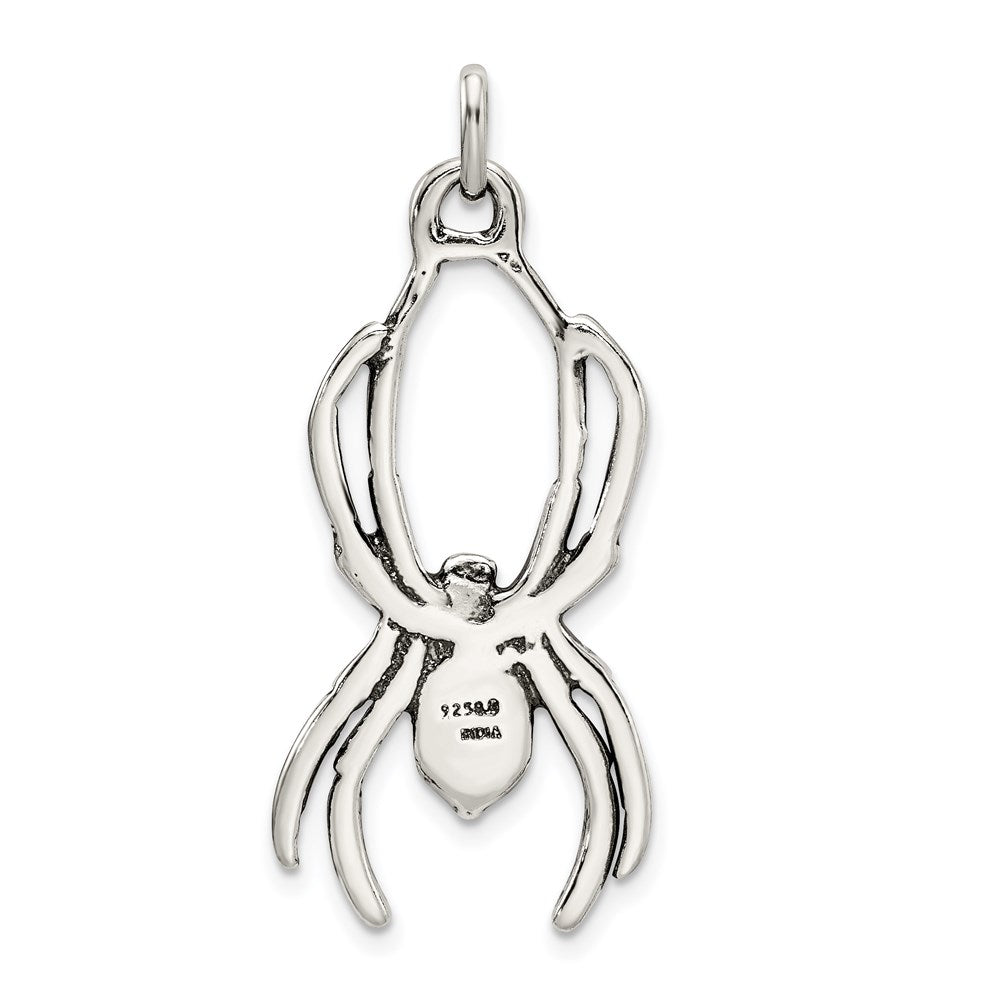 Alternate view of the Sterling Silver Large 2D Antiqued Spider Pendant by The Black Bow Jewelry Co.