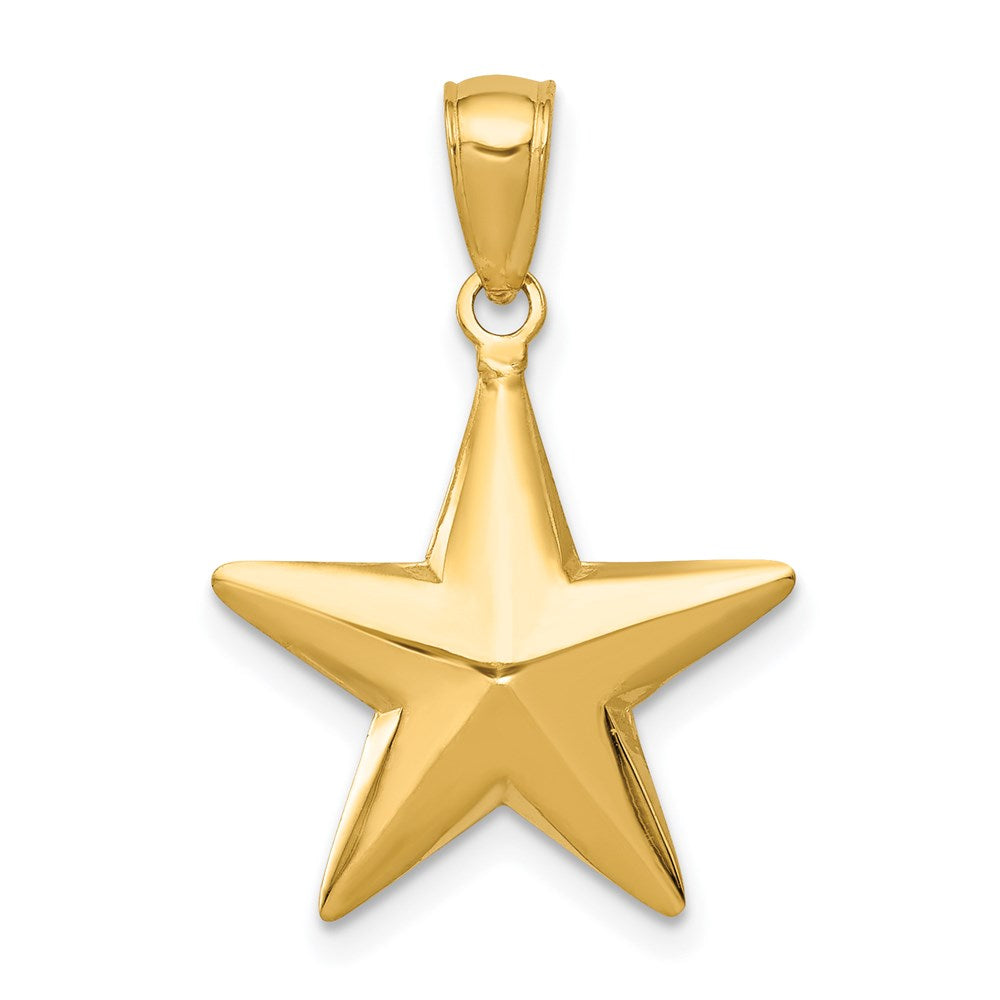 Alternate view of the 14k Yellow Gold 17mm Polished 3D Star Pendant by The Black Bow Jewelry Co.