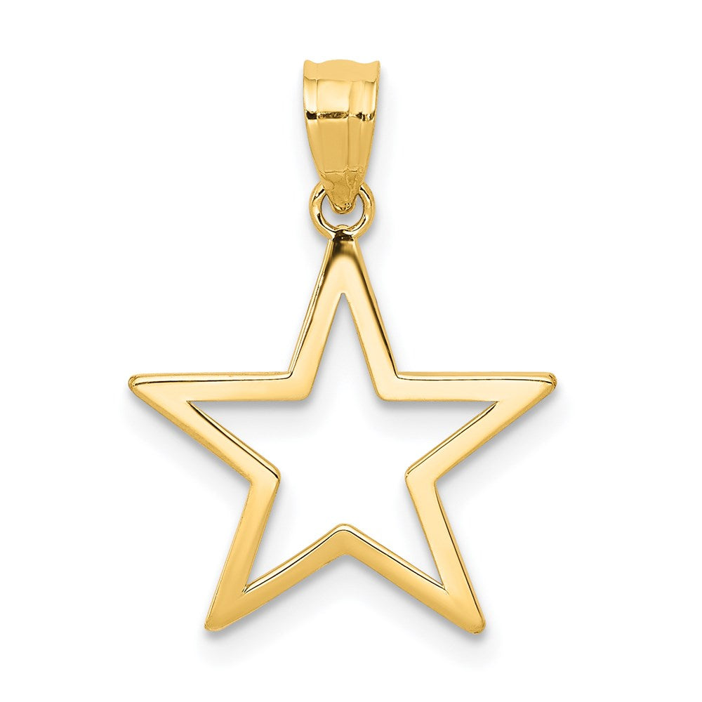 14k Yellow Gold 15mm Polished Cutout Star Pendant, Item P11909 by The Black Bow Jewelry Co.