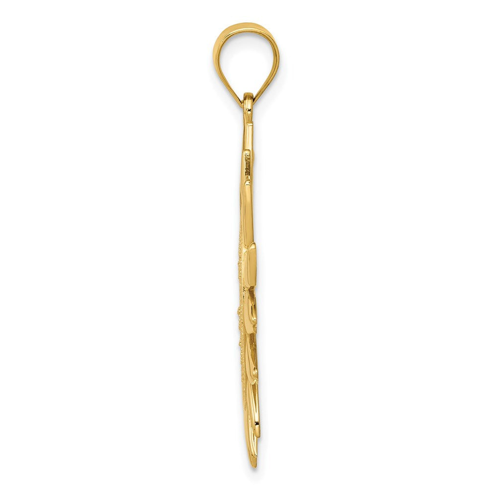 Alternate view of the 14k Yellow Gold 27mm Filigree Sun Pendant by The Black Bow Jewelry Co.