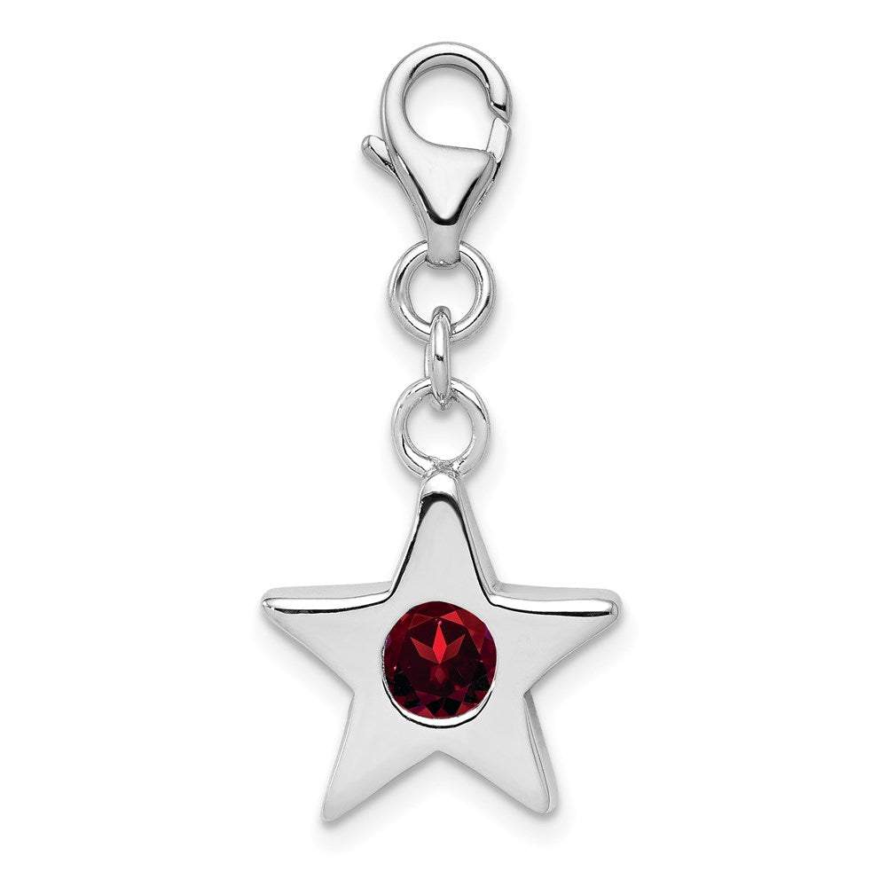 Dainty Sterling Silver CZ Star Necklace – julie garland jewelry Silver January CZ Birthstone 13mm Star Clip-on Charm Necklace - 16 In main image 2