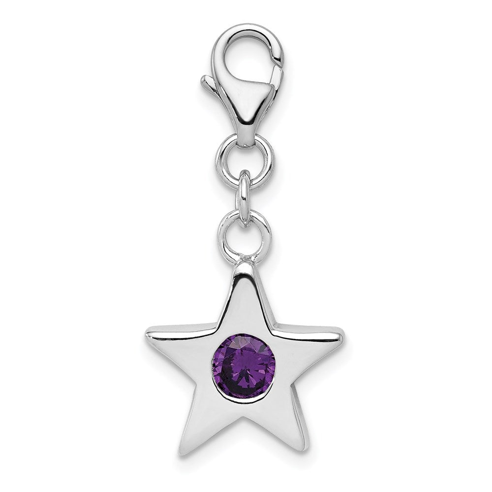 Sterling Silver February CZ Birthstone 13mm Star Clip-on Charm, Item P11937 by The Black Bow Jewelry Co.