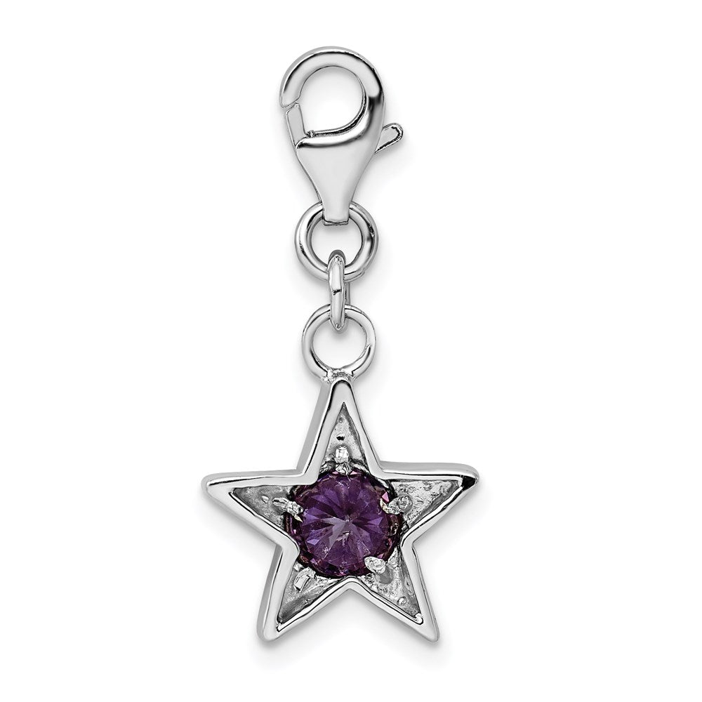 Alternate view of the Sterling Silver February CZ Birthstone 13mm Star Clip-on Charm by The Black Bow Jewelry Co.