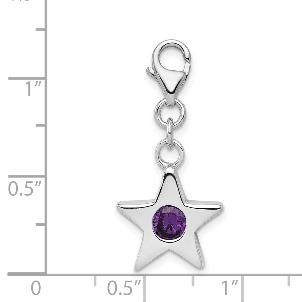 Alternate view of the Sterling Silver February CZ Birthstone 13mm Star Clip-on Charm by The Black Bow Jewelry Co.
