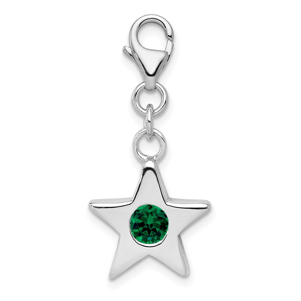Sterling Silver May CZ Birthstone 13mm Star Clip-on Charm, Item P11940 by The Black Bow Jewelry Co.