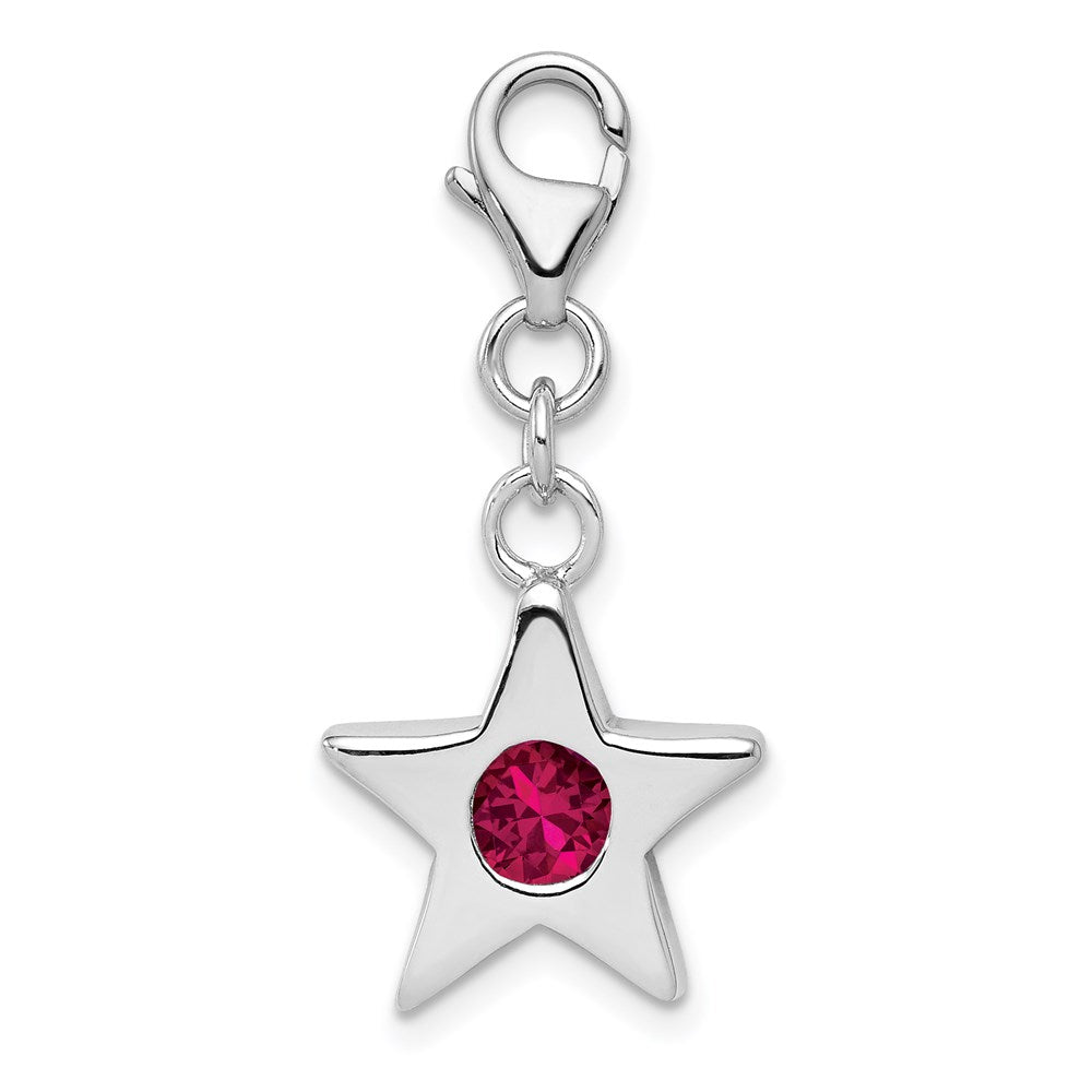 Sterling Silver July CZ Birthstone 13mm Star Clip-on Charm, Item P11942 by The Black Bow Jewelry Co.