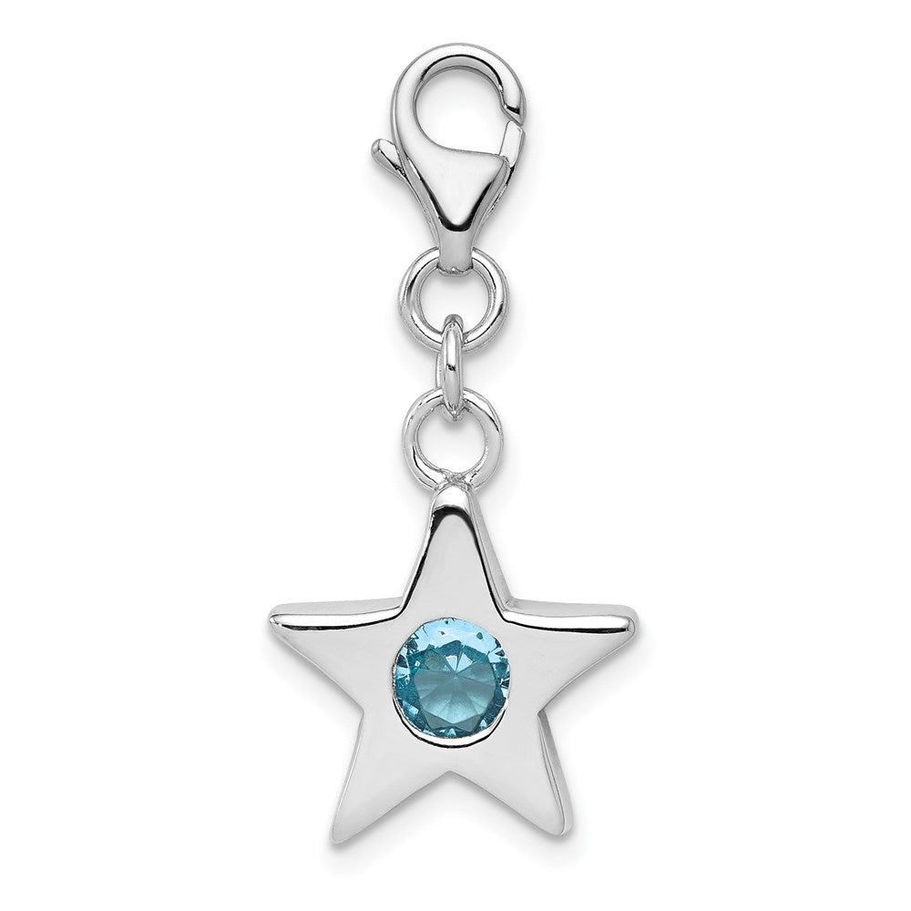 Sterling Silver September CZ Birthstone 13mm Star Clip-on Charm, Item P11944 by The Black Bow Jewelry Co.