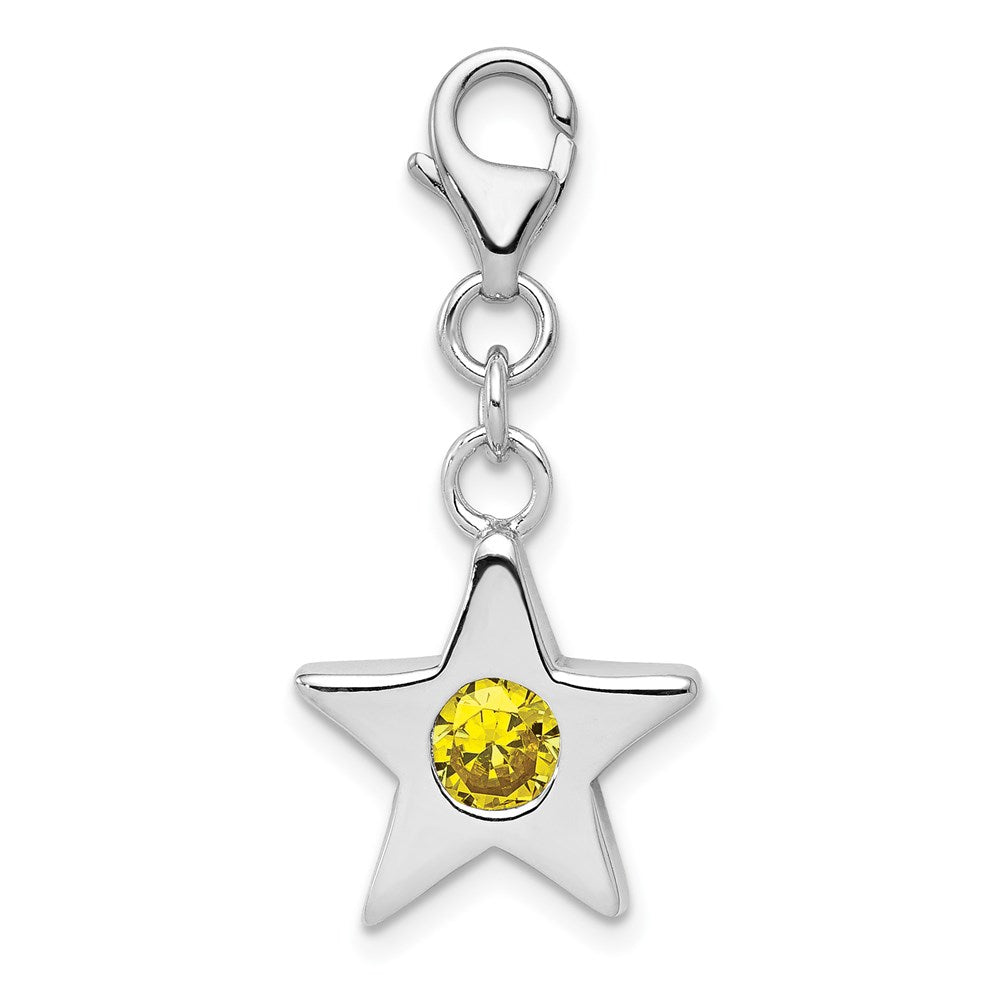 Sterling Silver November CZ Birthstone 13mm Star Clip-on Charm, Item P11946 by The Black Bow Jewelry Co.
