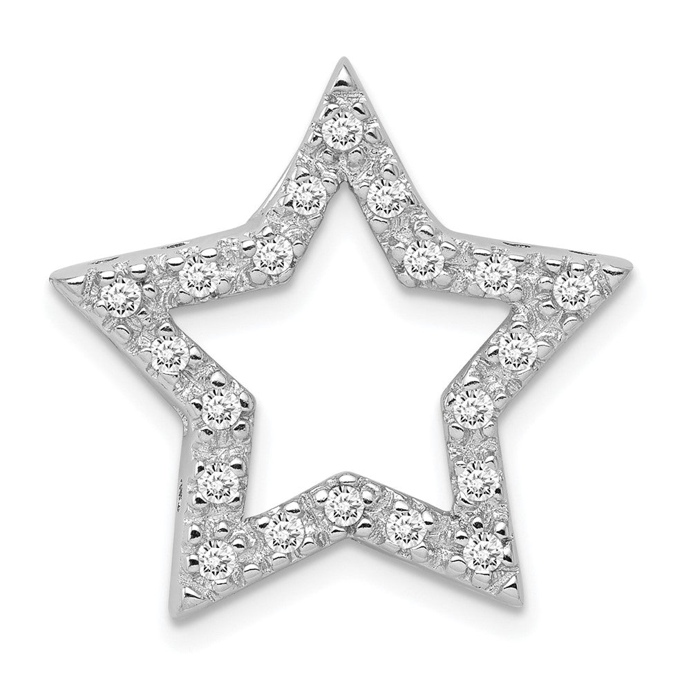 Sterling Silver and Cubic Zirconia Outlined Star Slide Pendant, 22mm, Item P11948 by The Black Bow Jewelry Co.