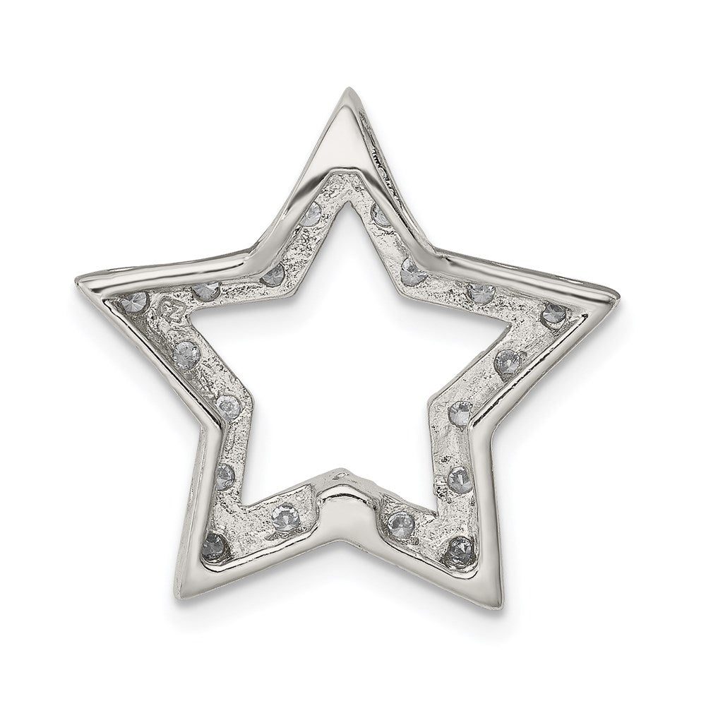 Alternate view of the Sterling Silver and Cubic Zirconia Outlined Star Slide Pendant, 22mm by The Black Bow Jewelry Co.