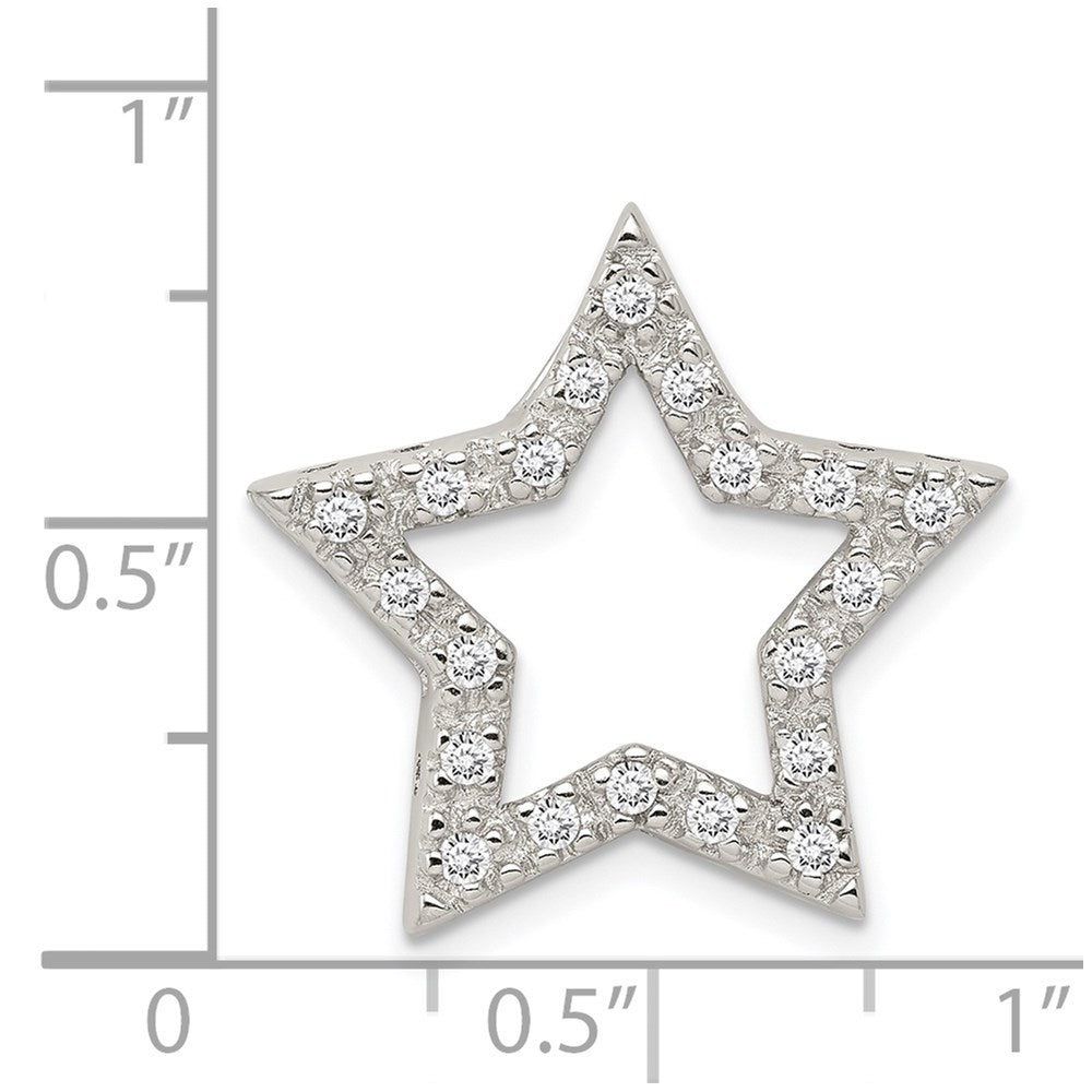 Alternate view of the Sterling Silver and Cubic Zirconia Outlined Star Slide Pendant, 22mm by The Black Bow Jewelry Co.