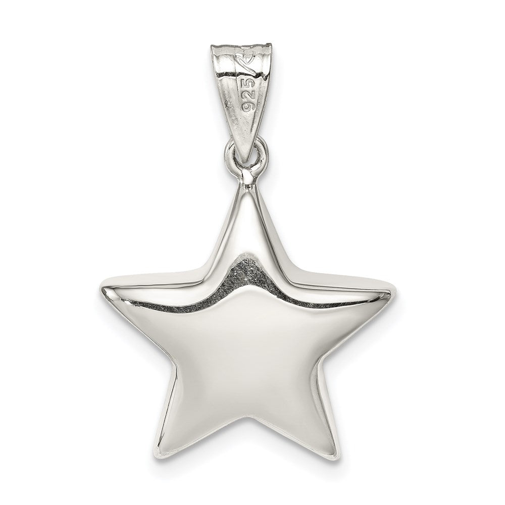 Alternate view of the Sterling Silver 18mm Polished Puffed Star Pendant by The Black Bow Jewelry Co.