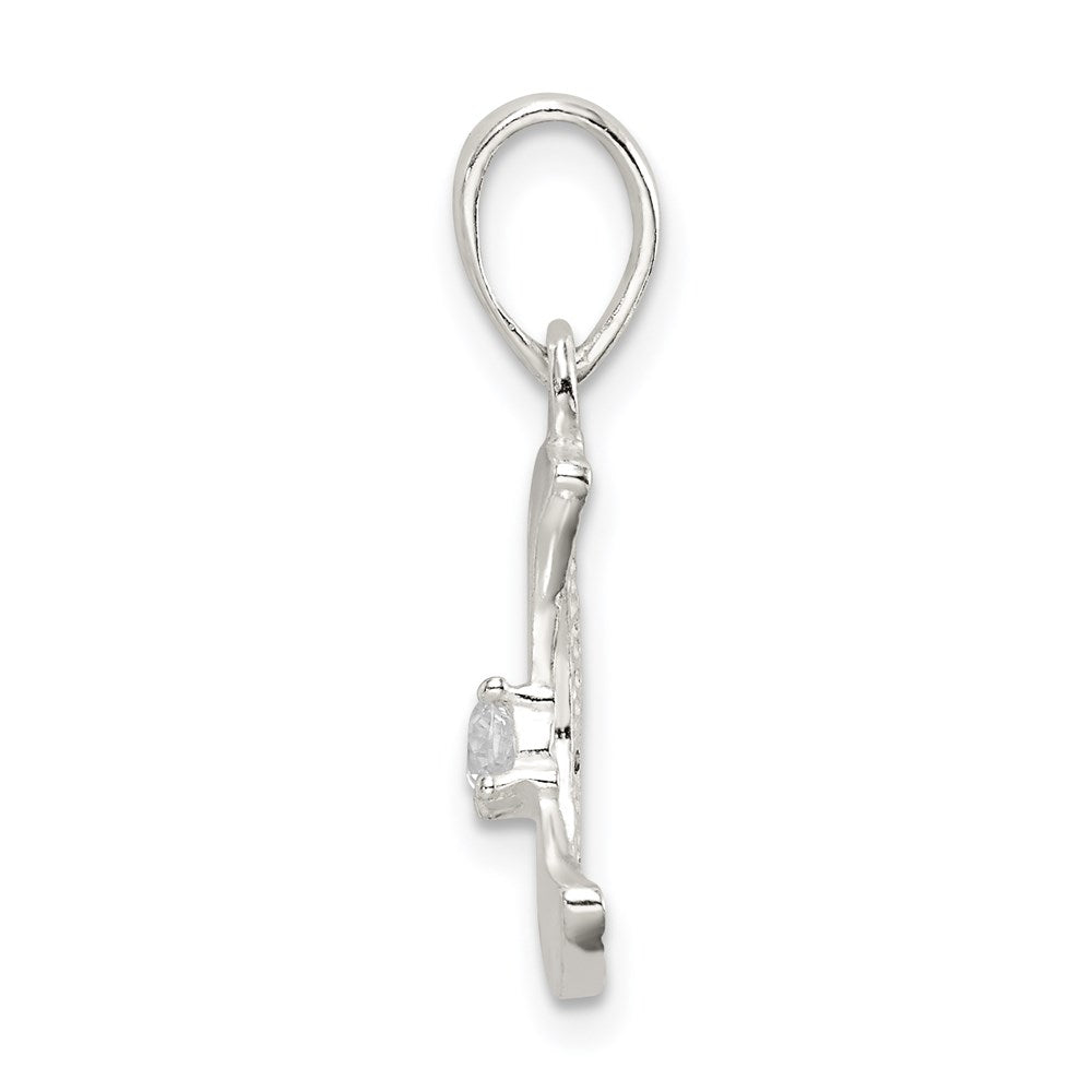 Alternate view of the Sterling Silver and CZ Accent Open Crescent Moon Pendant by The Black Bow Jewelry Co.