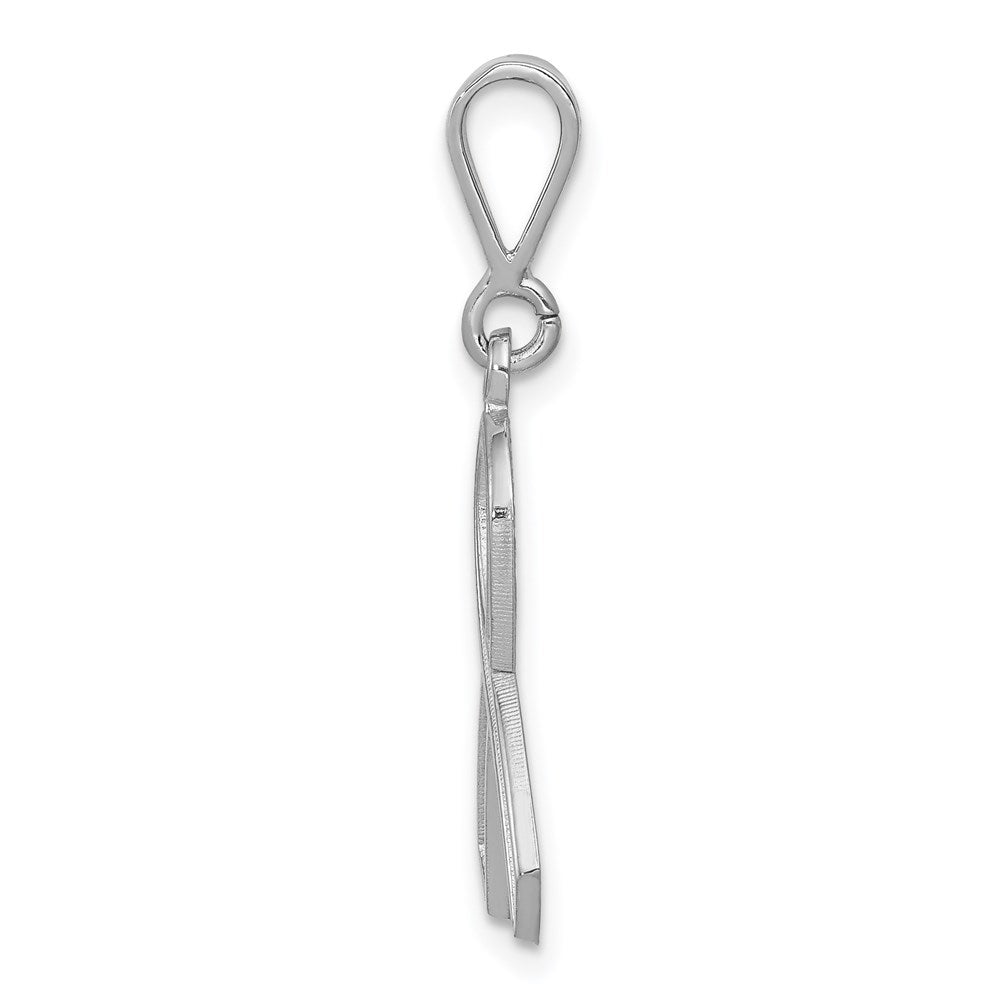 Alternate view of the 14k White Gold Polished and Satin Awareness Ribbon Pendant by The Black Bow Jewelry Co.