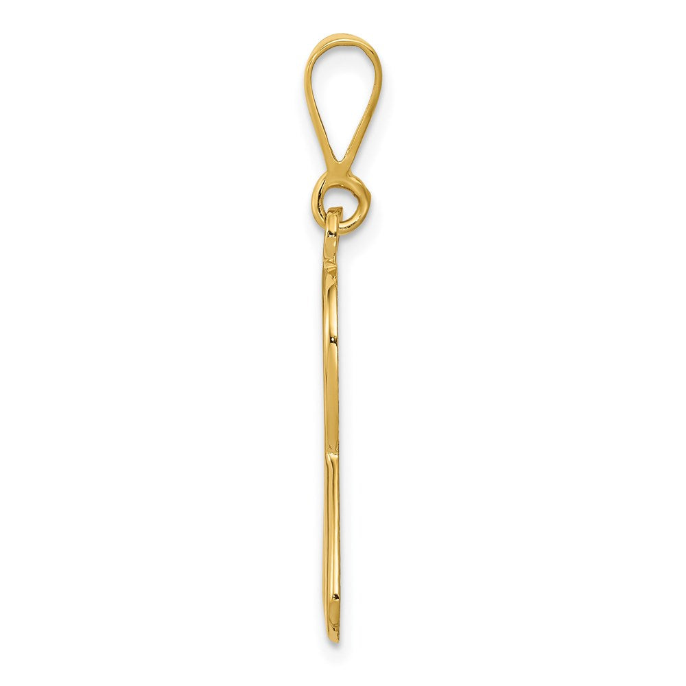 Alternate view of the 14k Yellow Gold Polished Heart in Awareness Ribbon Pendant by The Black Bow Jewelry Co.