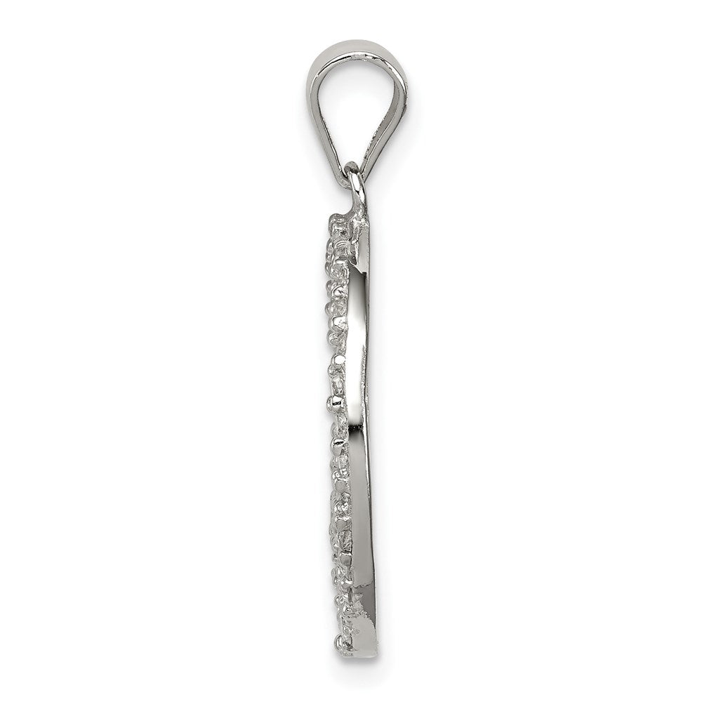 Alternate view of the Sterling Silver and Cubic Zirconia Peace Sign Pendant, 19mm by The Black Bow Jewelry Co.
