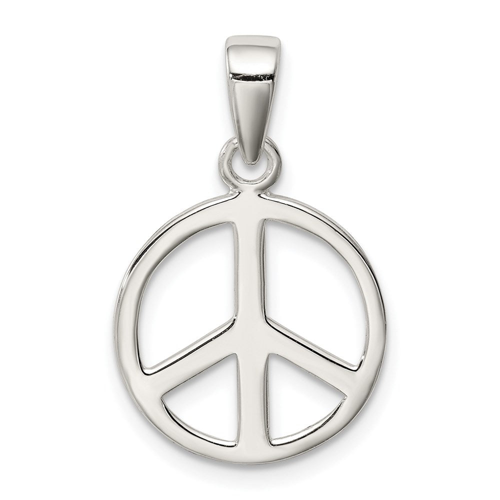 Alternate view of the Sterling Silver 16mm Polished Peace Symbol Pendant by The Black Bow Jewelry Co.