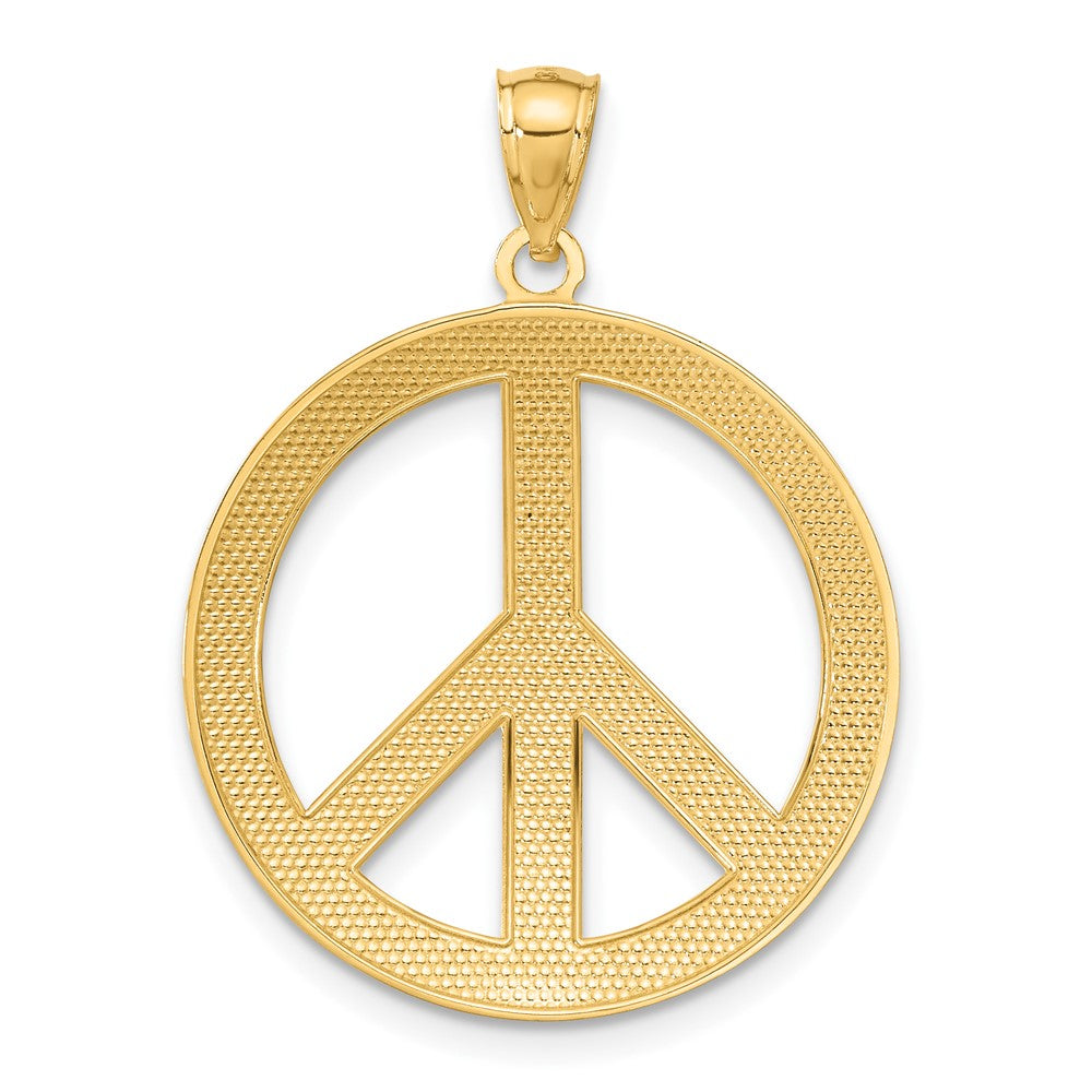 Alternate view of the 14k Yellow Gold 24mm Polished Convex Peace Symbol Pendant by The Black Bow Jewelry Co.