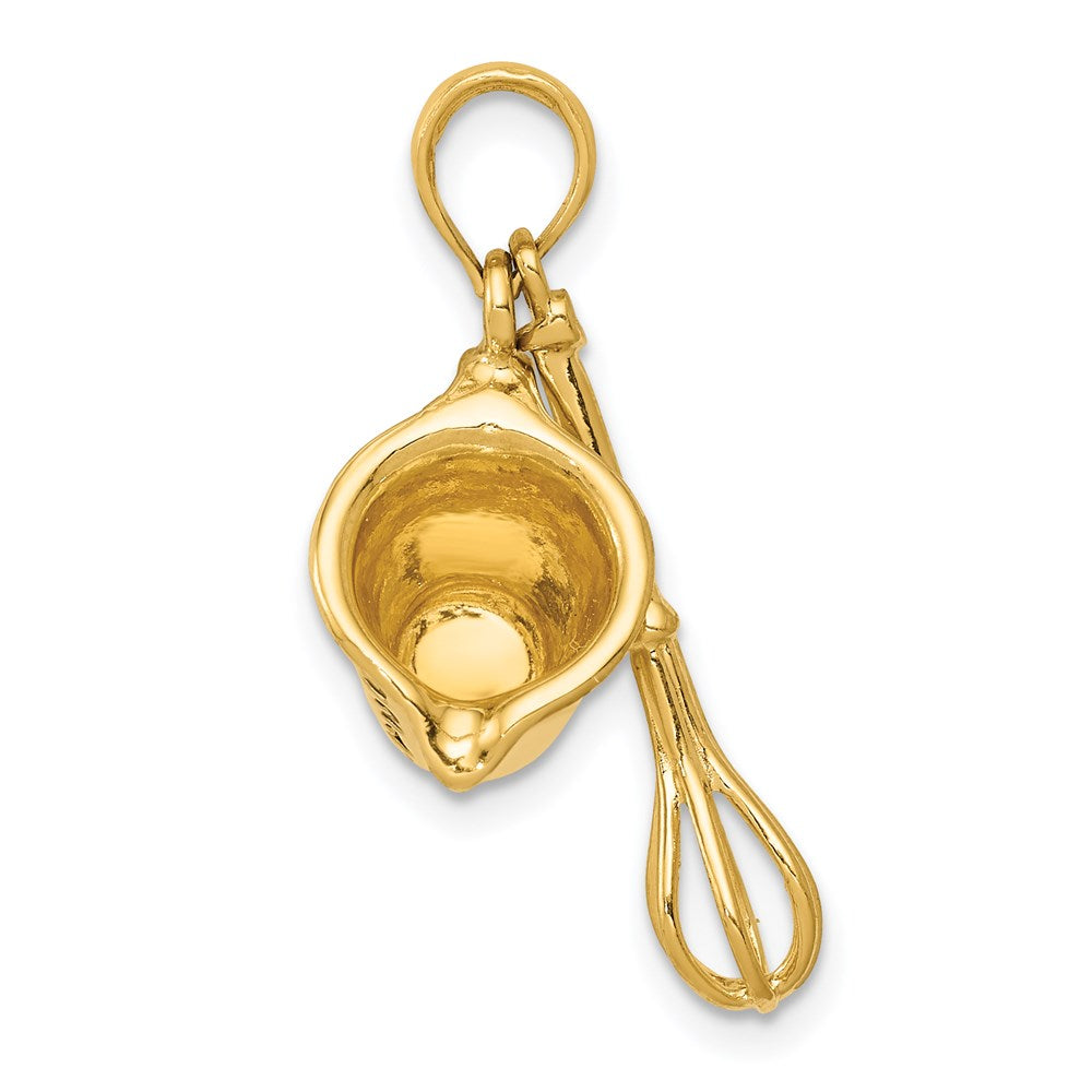 Alternate view of the 14k Yellow Gold and Enamel 3D Measuring Cup and Whisk by The Black Bow Jewelry Co.