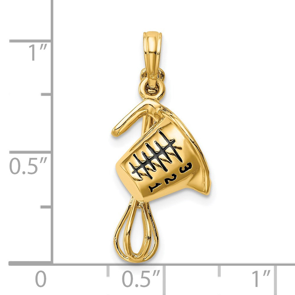 Alternate view of the 14k Yellow Gold and Enamel 3D Measuring Cup and Whisk by The Black Bow Jewelry Co.