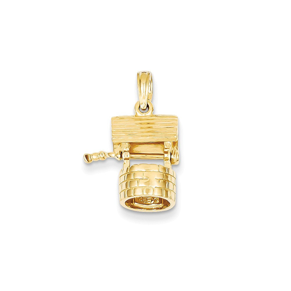 14k Yellow Gold 3D Moveable Wishing Well Pendant, Item P11992 by The Black Bow Jewelry Co.