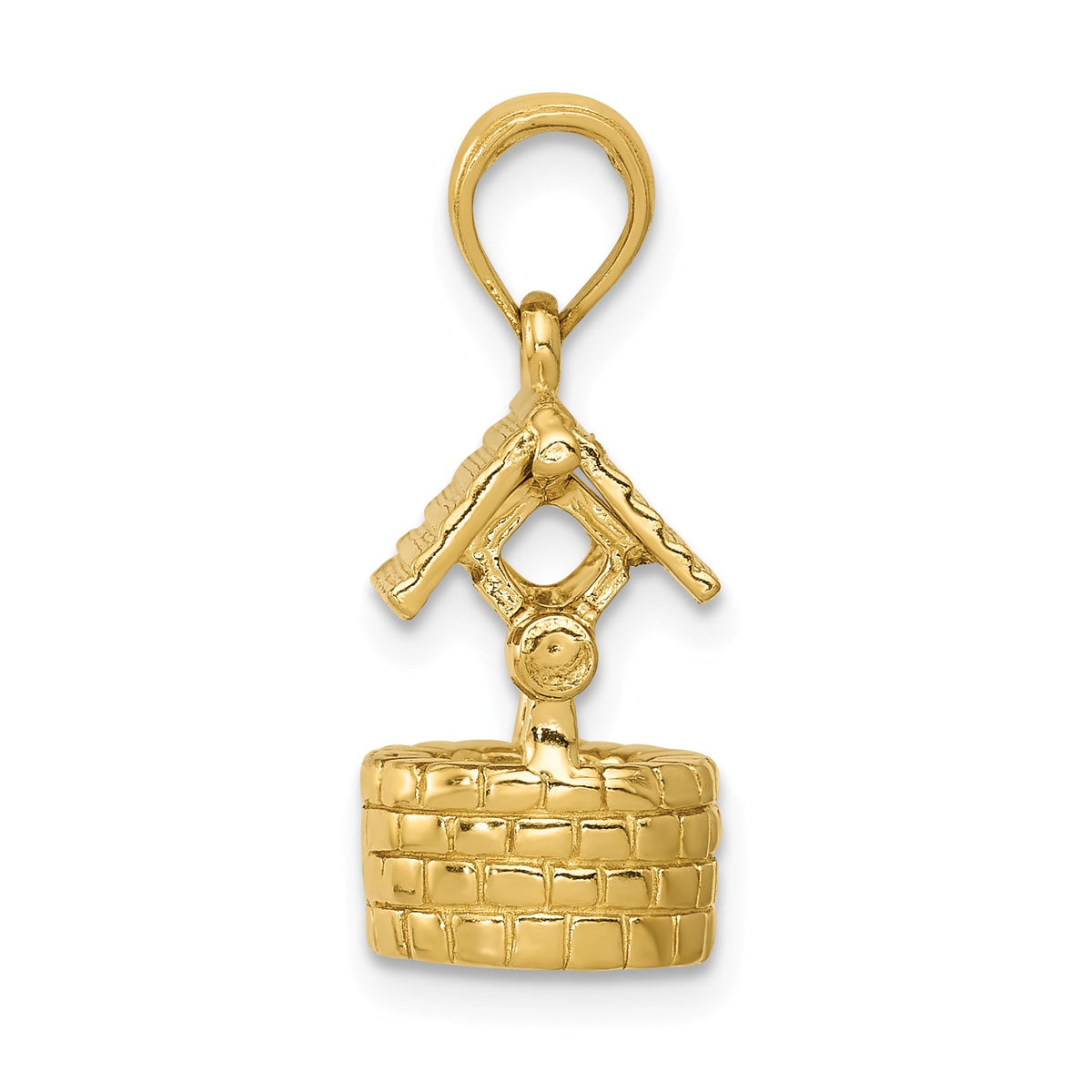 Alternate view of the 14k Yellow Gold 3D Moveable Wishing Well Pendant by The Black Bow Jewelry Co.