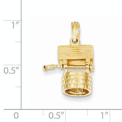 Alternate view of the 14k Yellow Gold 3D Moveable Wishing Well Pendant by The Black Bow Jewelry Co.