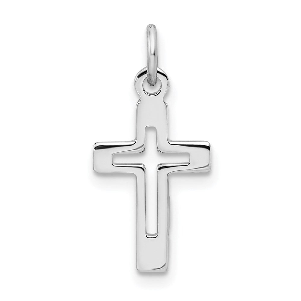 Sterling Silver Polished Cutout Cross Charm, Item P12010 by The Black Bow Jewelry Co.