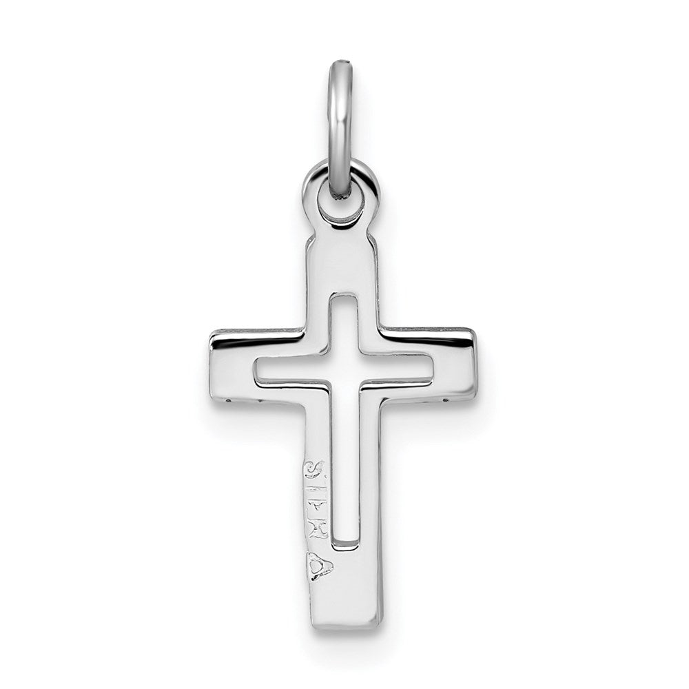 Alternate view of the Sterling Silver Polished Cutout Cross Charm by The Black Bow Jewelry Co.