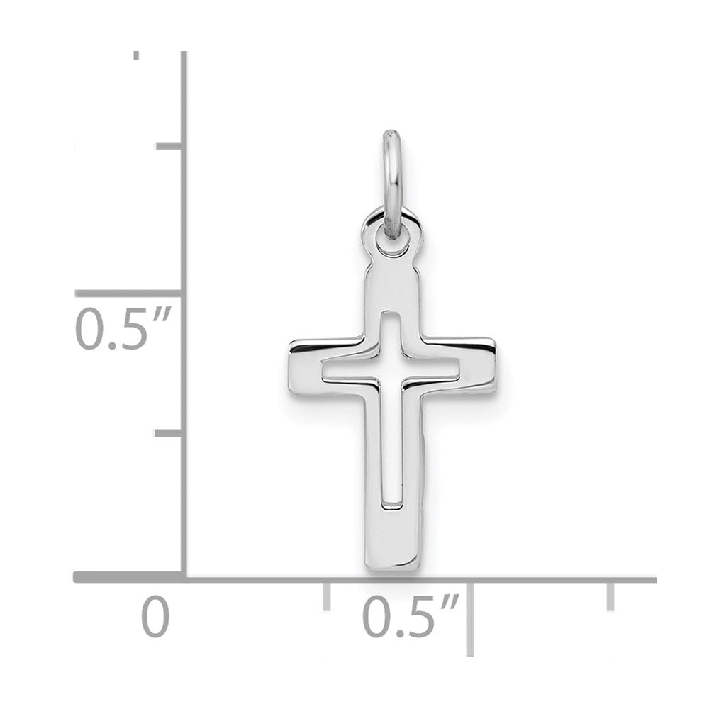 Alternate view of the Sterling Silver Polished Cutout Cross Charm by The Black Bow Jewelry Co.