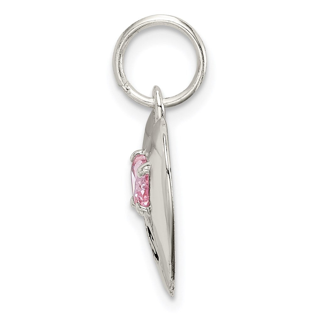 Alternate view of the Sterling Silver, CZ and Enameled Big Sis Pink Heart Charm, 16mm by The Black Bow Jewelry Co.