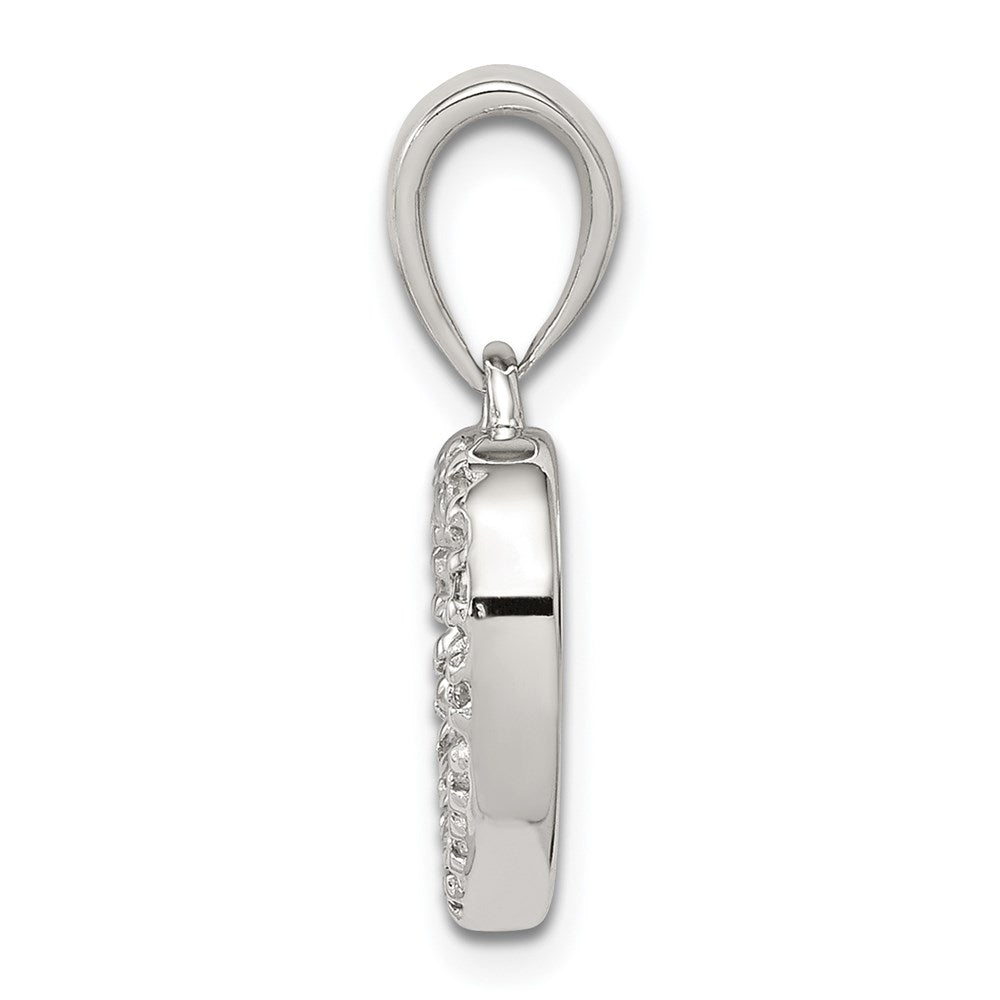 Alternate view of the Sterling Silver and Cubic Zirconia Heart Shaped Pendant, 11mm by The Black Bow Jewelry Co.