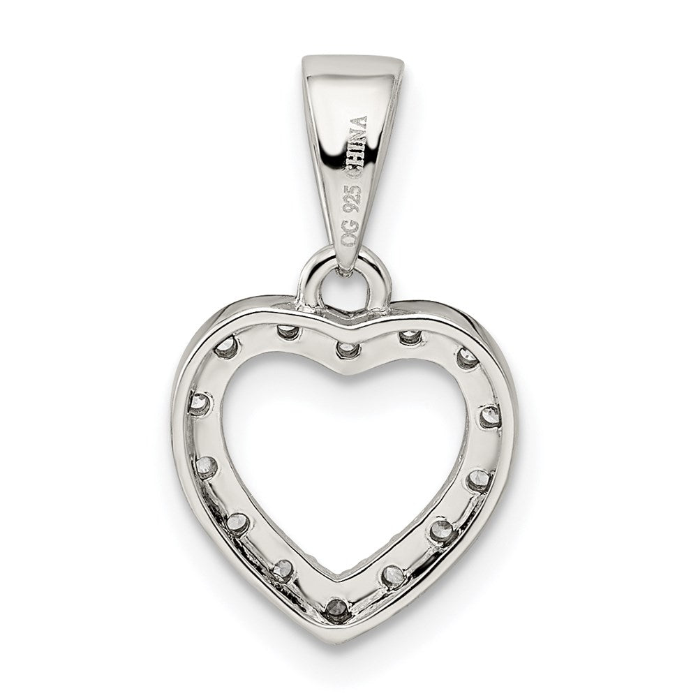 Alternate view of the Sterling Silver and Cubic Zirconia Heart Shaped Pendant, 11mm by The Black Bow Jewelry Co.