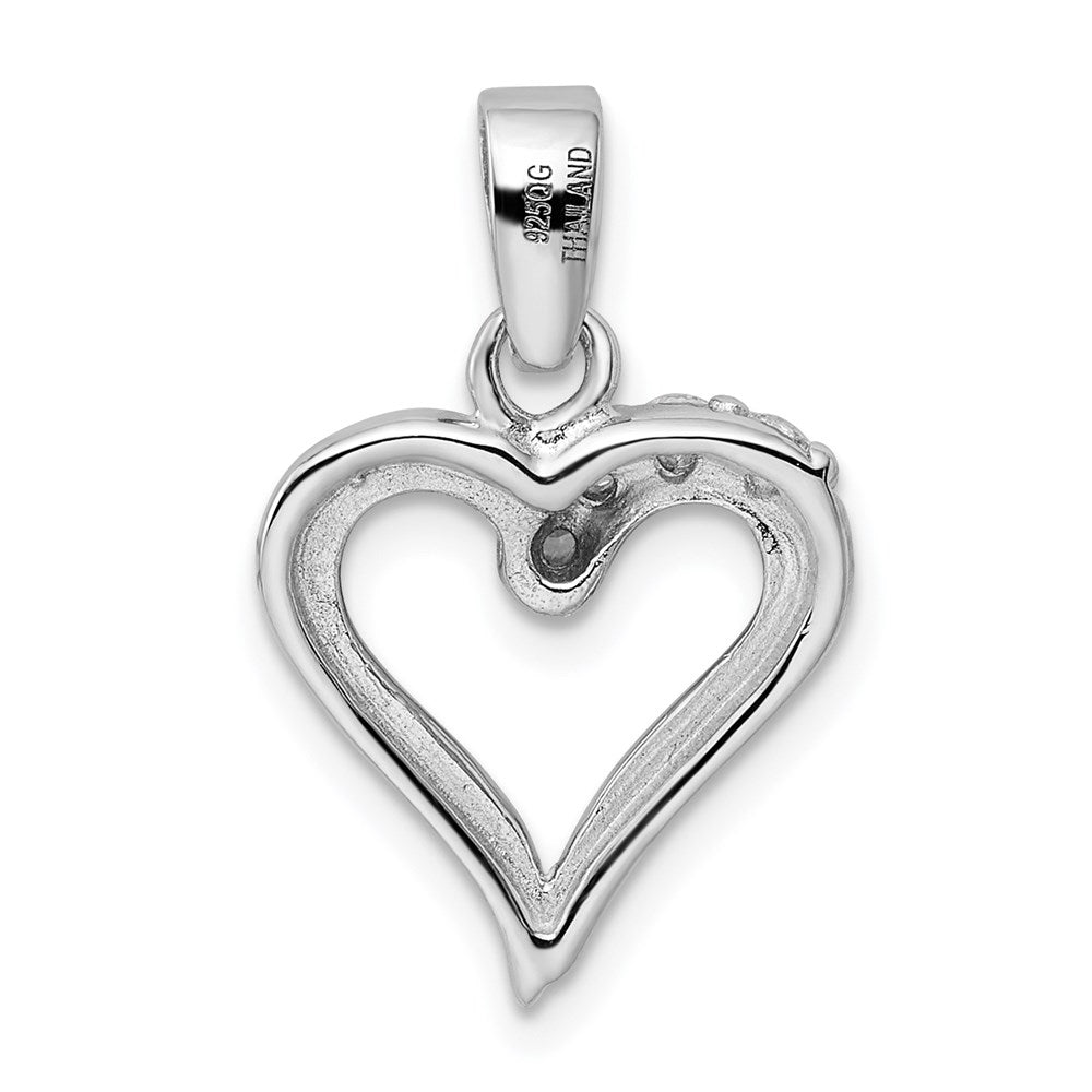 Alternate view of the Sterling Silver and Cubic Zirconia 15mm Open Heart Pendant by The Black Bow Jewelry Co.