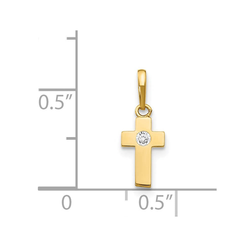 Alternate view of the Children's 14k Yellow Gold & Cubic Zirconia Tiny Cross Pendant by The Black Bow Jewelry Co.
