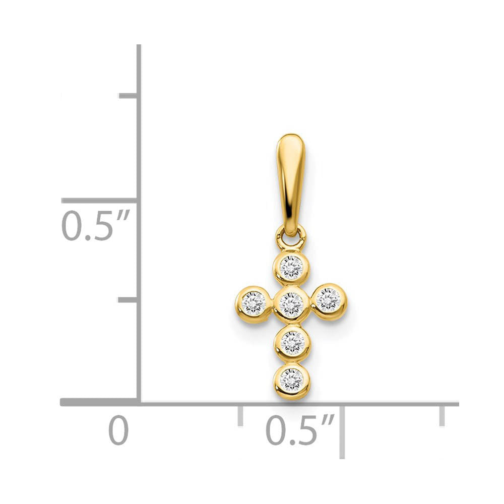 Alternate view of the 14k Yellow Gold and Cubic Zirconia Jeweled Cross Pendant, 10mm by The Black Bow Jewelry Co.