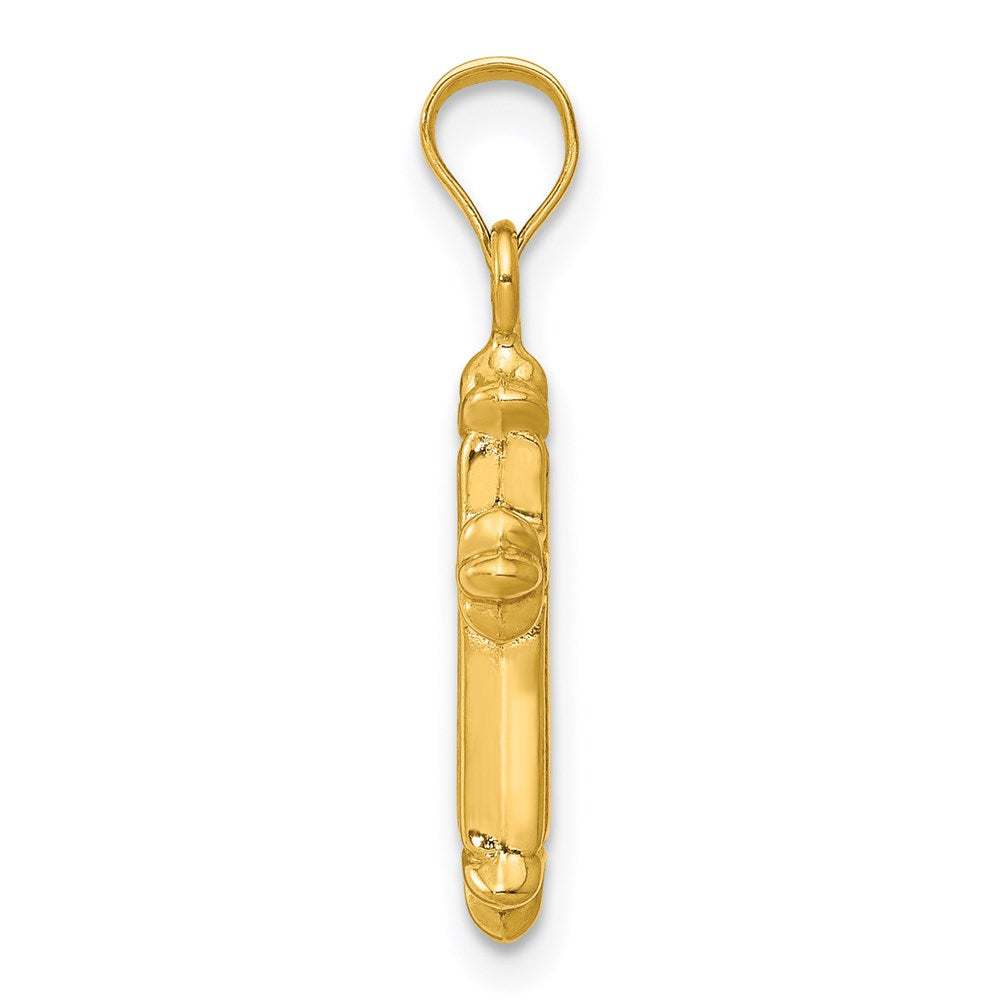 Alternate view of the 14k Yellow Gold Small Hollow Fleur de Lis Cross Pendant by The Black Bow Jewelry Co.