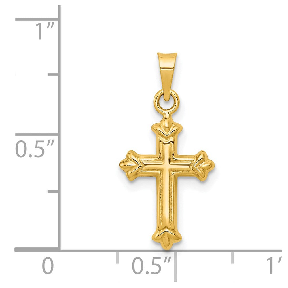 Alternate view of the 14k Yellow Gold Small Hollow Fleur de Lis Cross Pendant by The Black Bow Jewelry Co.
