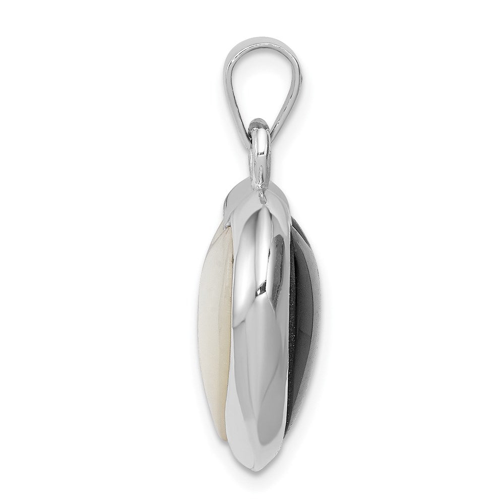 Alternate view of the Sterling Silver, Onyx & Mother of Pearl Reversible Heart Pendant, 17mm by The Black Bow Jewelry Co.