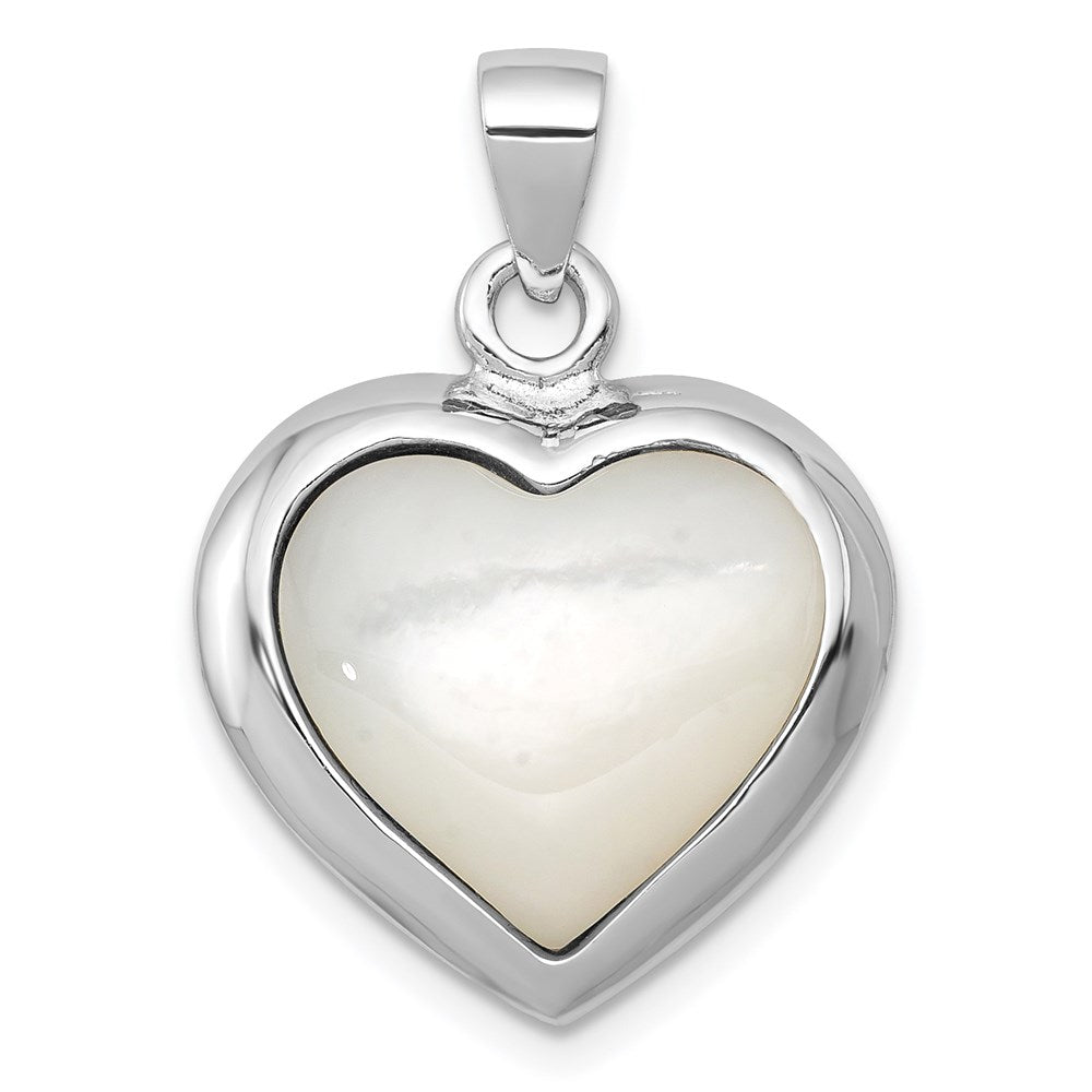Alternate view of the Sterling Silver, Onyx & Mother of Pearl Reversible Heart Pendant, 17mm by The Black Bow Jewelry Co.
