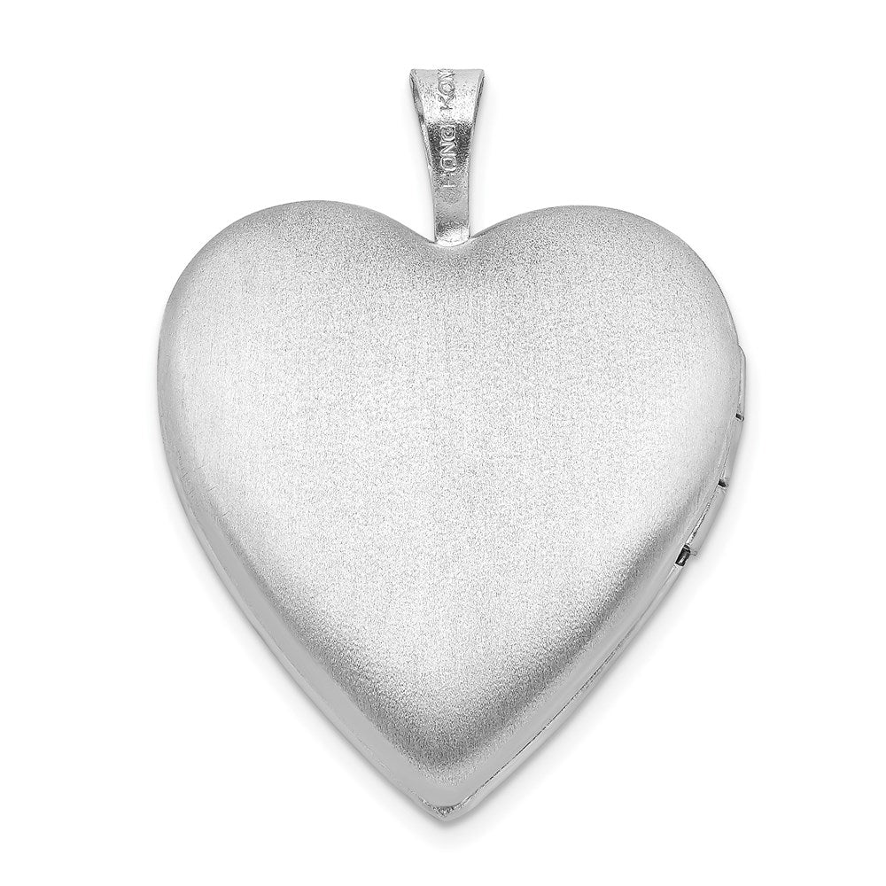 Alternate view of the Sterling Silver 20mm Polished and Satin Heart w/ Cross Locket by The Black Bow Jewelry Co.