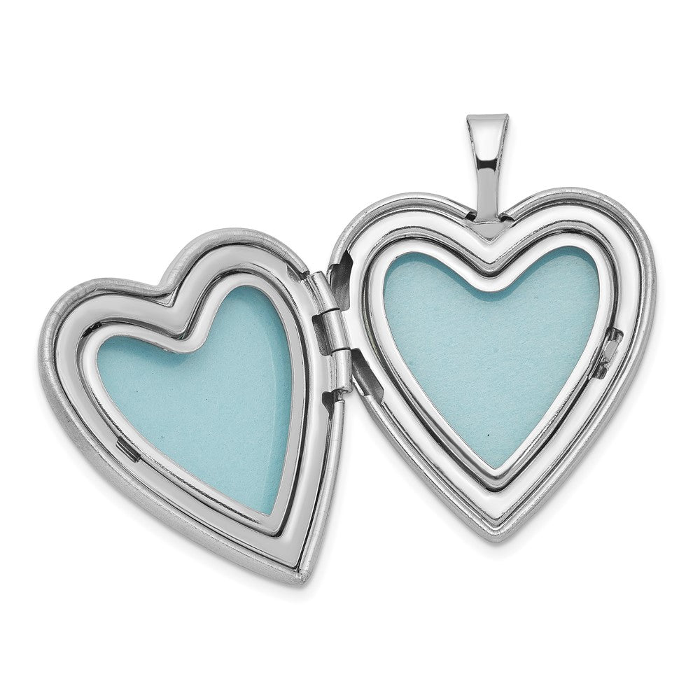 Alternate view of the Sterling Silver 20mm Polished and Satin Heart w/ Cross Locket by The Black Bow Jewelry Co.