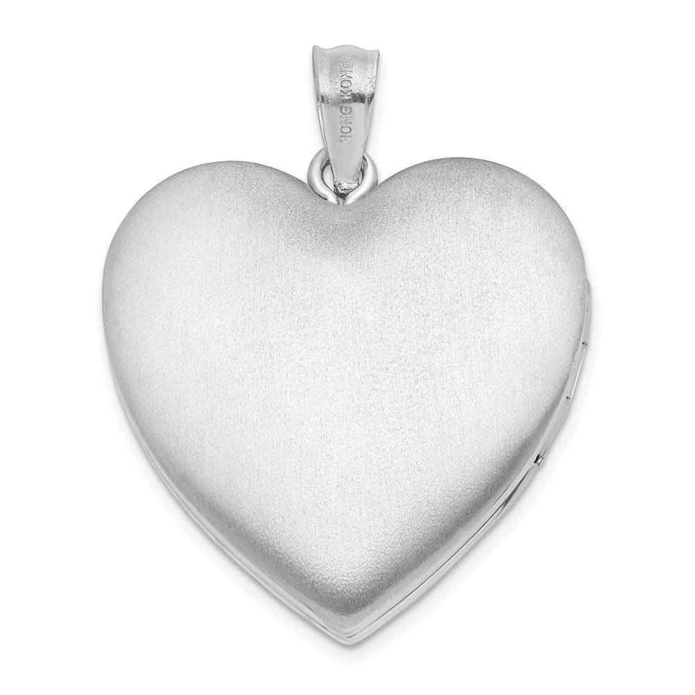 Alternate view of the Sterling Silver 24mm Polished Heart Locket Necklace by The Black Bow Jewelry Co.