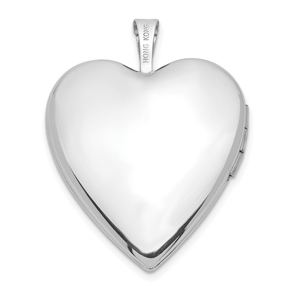 Alternate view of the 20mm Diamond Star Design Heart Shaped Locket in 14k White Gold by The Black Bow Jewelry Co.