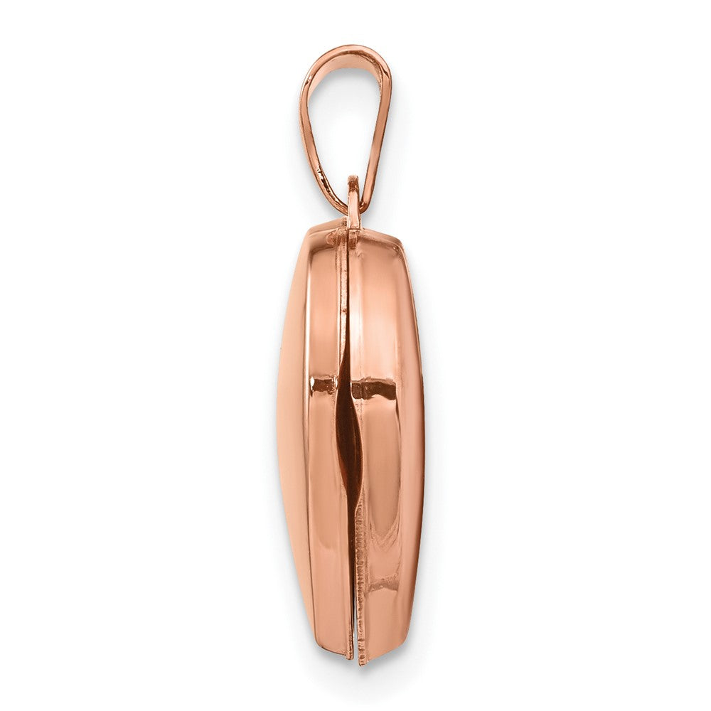 Alternate view of the 15mm Diamond Star Design Heart Shaped Locket in 14k Rose Gold by The Black Bow Jewelry Co.