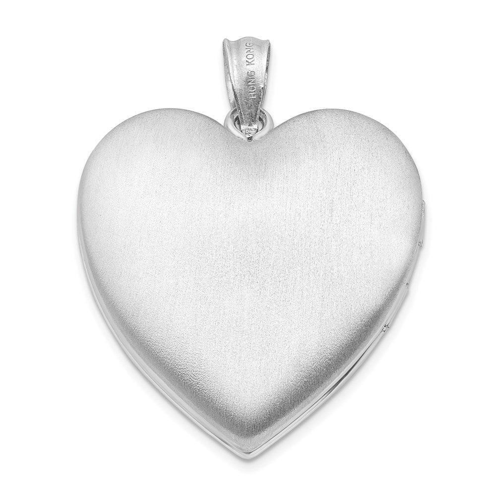 Alternate view of the 24mm .01 Ct Diamond Star Design Heart Shaped Locket in Sterling Silver by The Black Bow Jewelry Co.