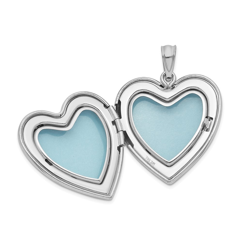 Alternate view of the 24mm .01 Ct Diamond Star Design Heart Shaped Locket in Sterling Silver by The Black Bow Jewelry Co.